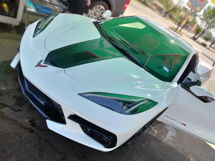 White Corvette C8 after a full exterior detail in Slaton, TX